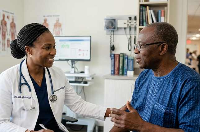 Doctor talking with patient